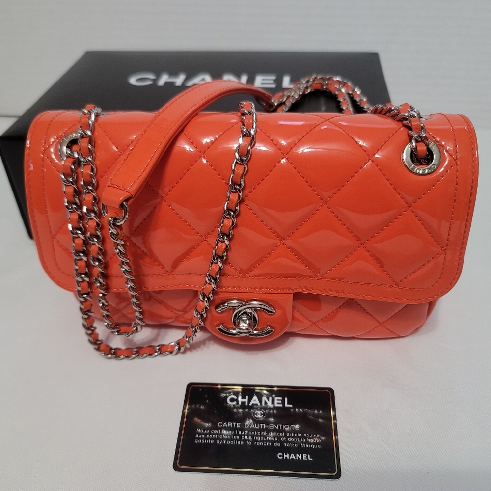 CHANEL Patent Orange Crossbody/shoulder Bag